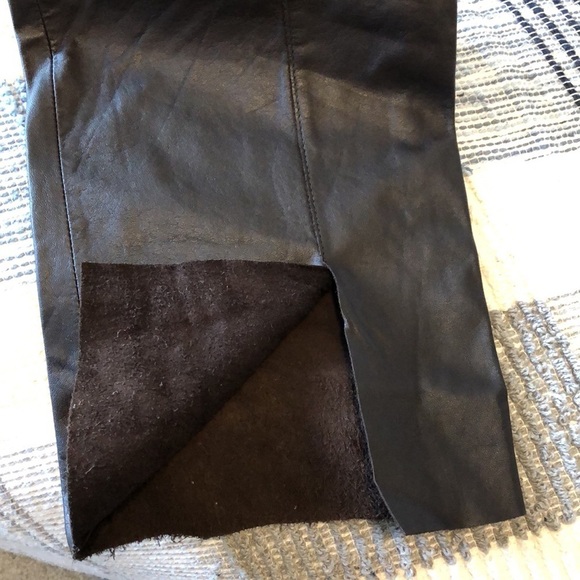 Kenneth Cole Womens Genuine Leather pants Sz 6 Dark Brown Edgy Fall Winter Class - Picture 3 of 9